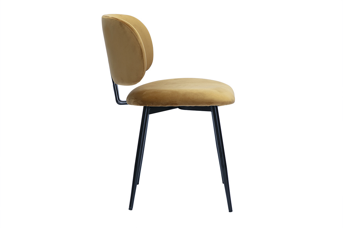 Sthle aus Bronze-Samtstoff und schwarzem Metall (2er-Set) ATRIUM
