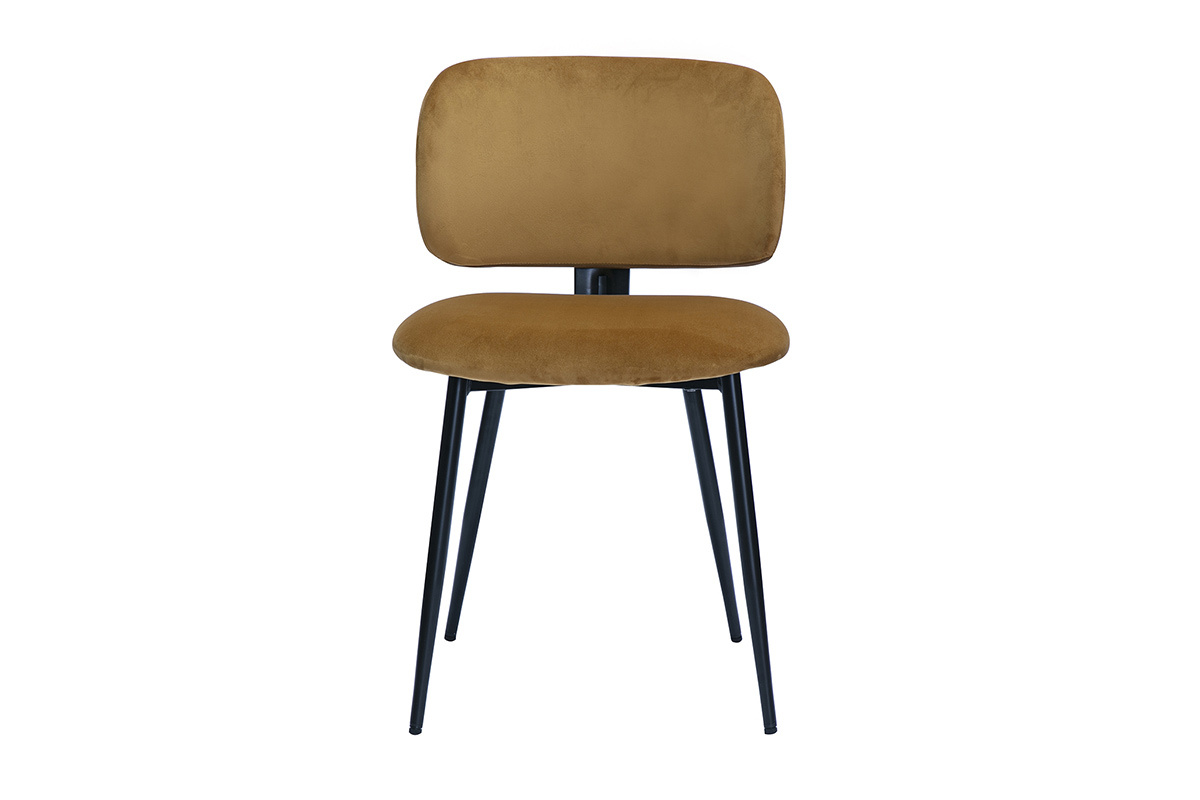 Sthle aus Bronze-Samtstoff und schwarzem Metall (2er-Set) ATRIUM