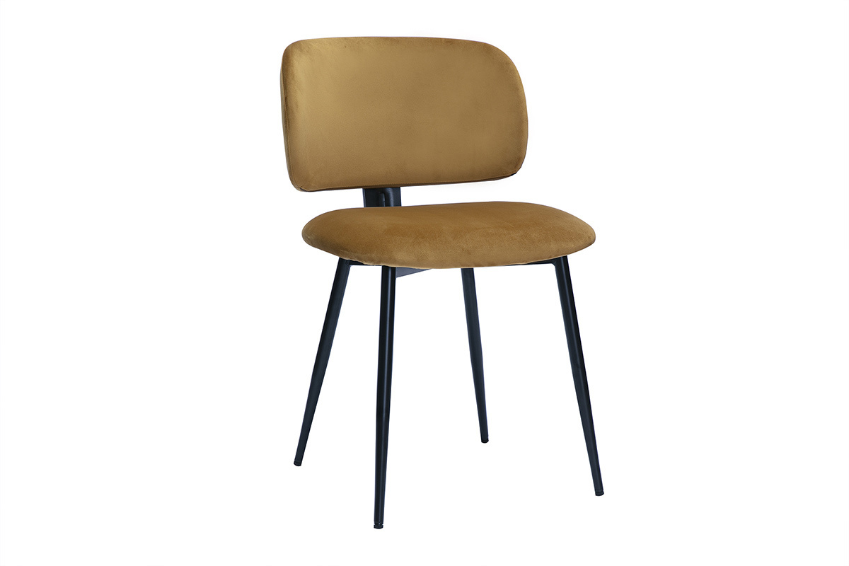 Sthle aus Bronze-Samtstoff und schwarzem Metall (2er-Set) ATRIUM