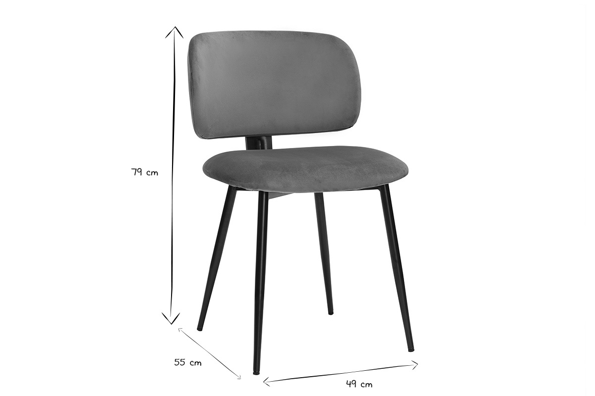 Sthle aus Bronze-Samtstoff und schwarzem Metall (2er-Set) ATRIUM