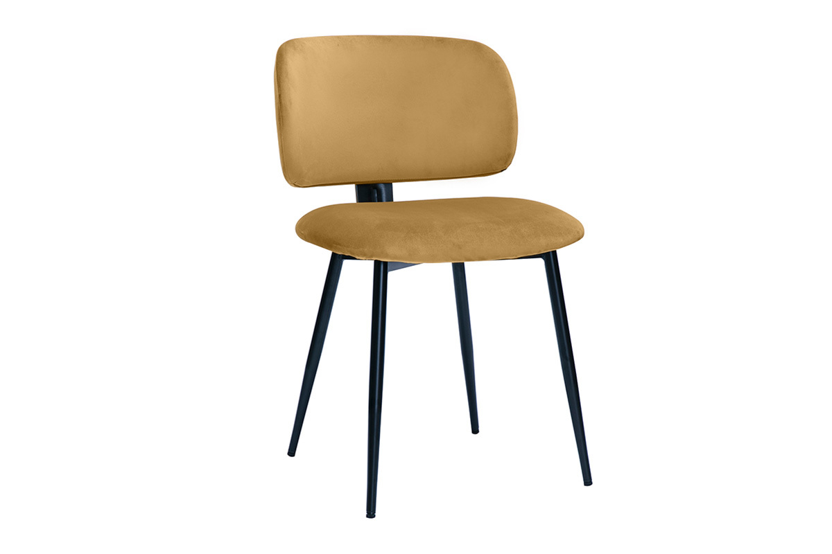 Sthle aus Bronze-Samtstoff und schwarzem Metall (2er-Set) ATRIUM
