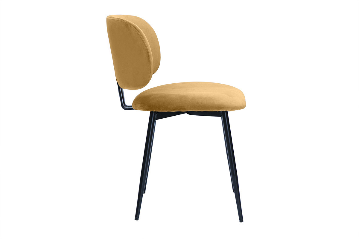 Sthle aus Bronze-Samtstoff und schwarzem Metall (2er-Set) ATRIUM