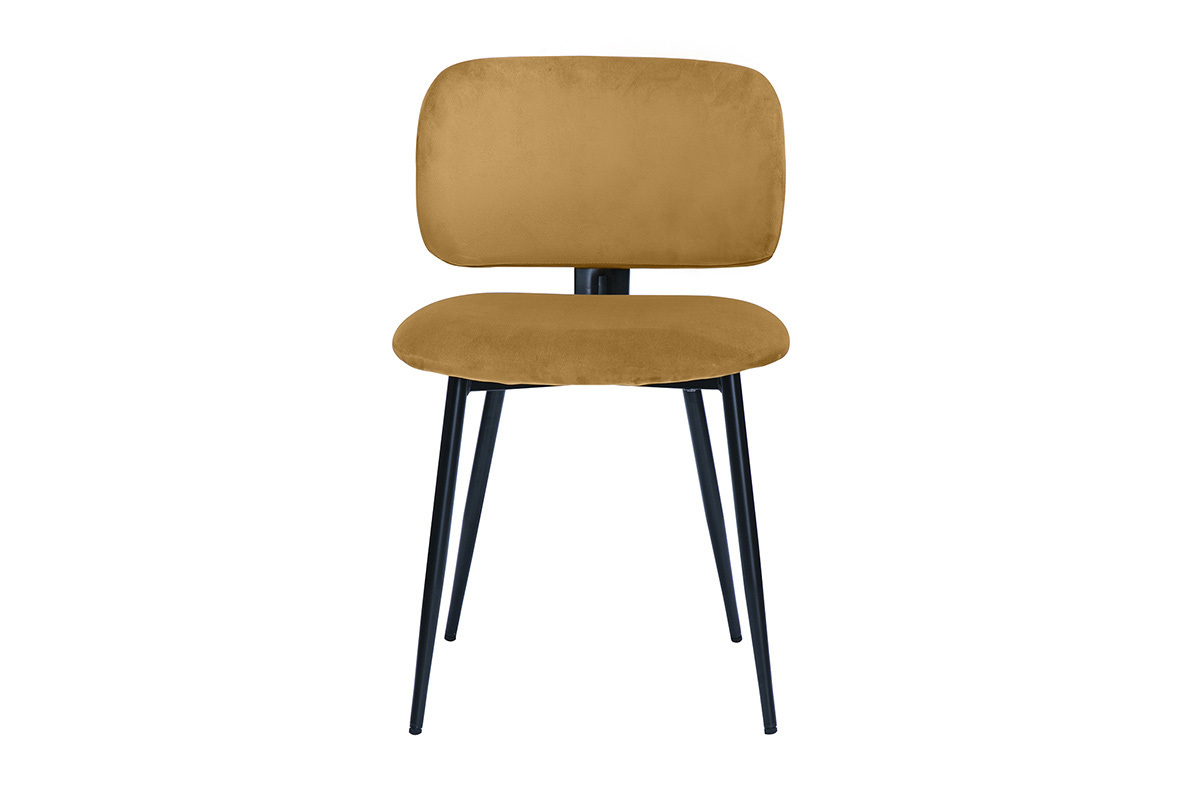 Sthle aus Bronze-Samtstoff und schwarzem Metall (2er-Set) ATRIUM