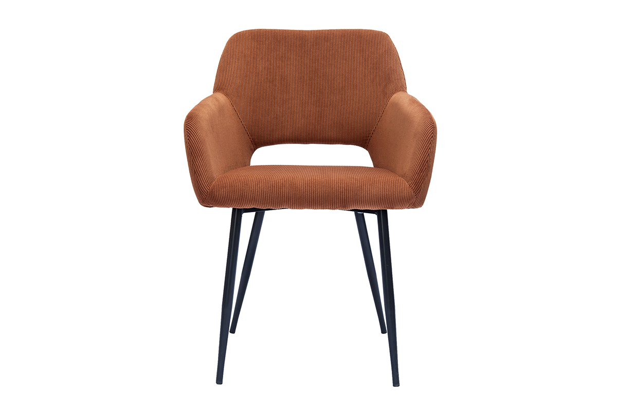 Sthle aus Cordstoff in Terracotta und schwarzem Metall (2er-Set) LAURETTE
