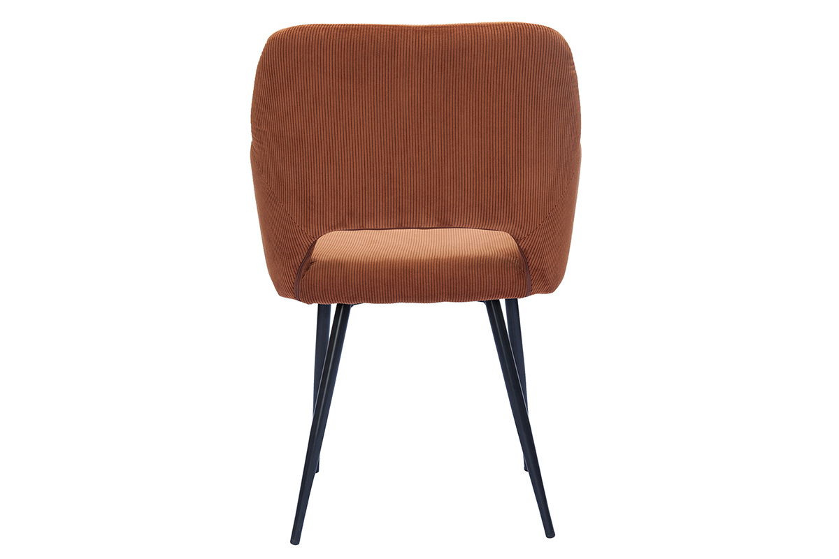 Sthle aus Cordstoff in Terracotta und schwarzem Metall (2er-Set) LAURETTE