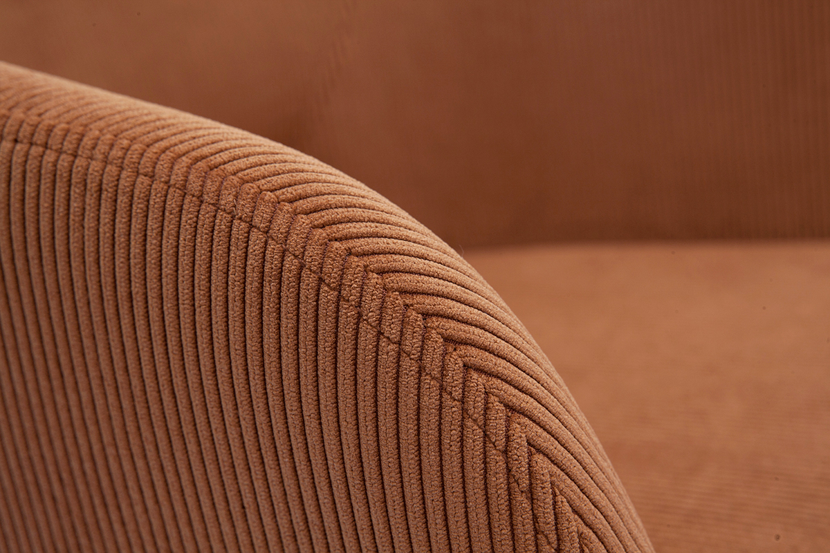 Sthle aus Cordstoff in Terracotta und schwarzem Metall (2er-Set) LAURETTE