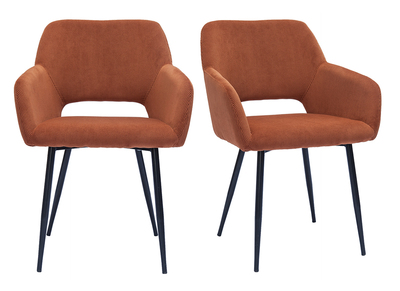 Stühle aus Cordstoff in Terracotta und schwarzem Metall (2er-Set) LAURETTE