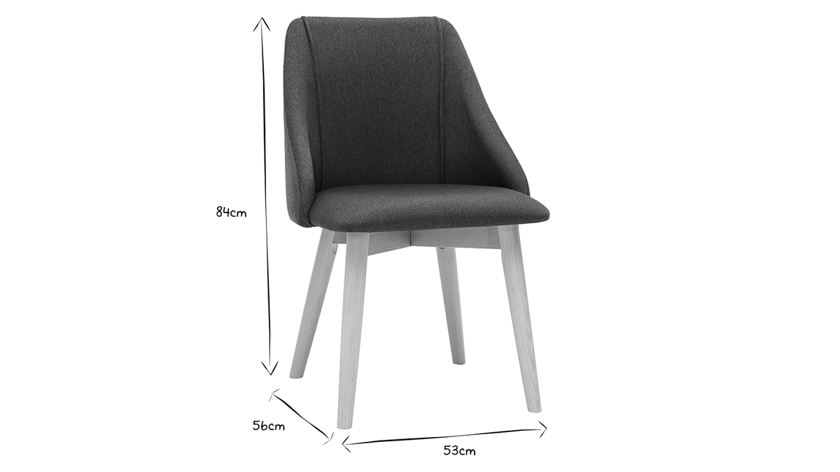 Stühle aus dunkelgrauem Stoff mit Samteffekt und massivem Buchenholz (2er-Set) HIGGINS