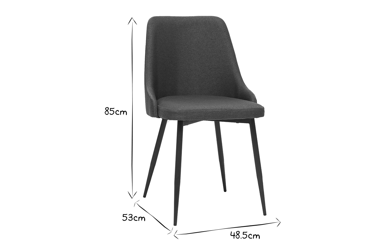 Sthle aus dunkelgrauem Stoff und schwarzem Metall (2er-Set) CULT