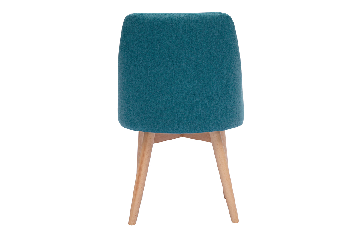 Sthle aus entenblauem Stoff mit Samteffekt und massivem Buchenholz (2er-Set) HIGGINS