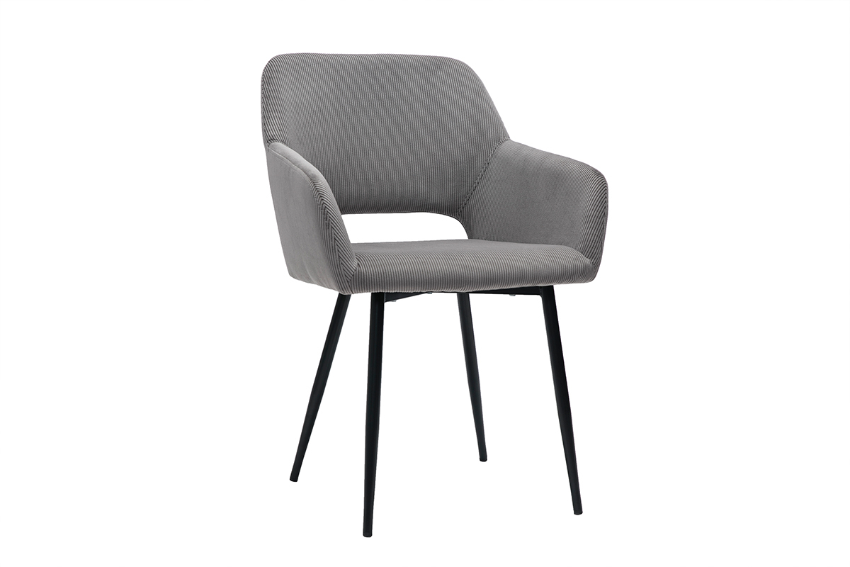 Sthle aus grauem Cord mit Samteffekt (2er-Set) LAURETTE