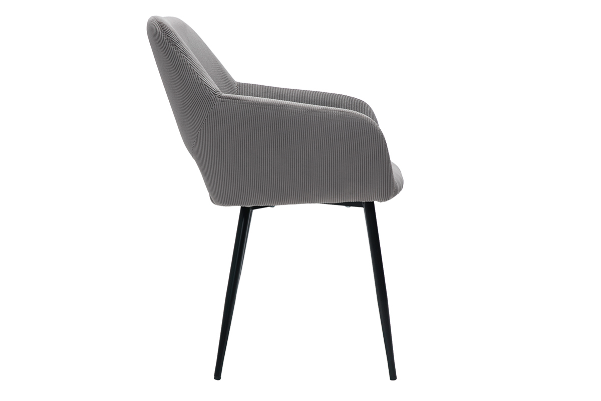 Sthle aus grauem Cord mit Samteffekt (2er-Set) LAURETTE