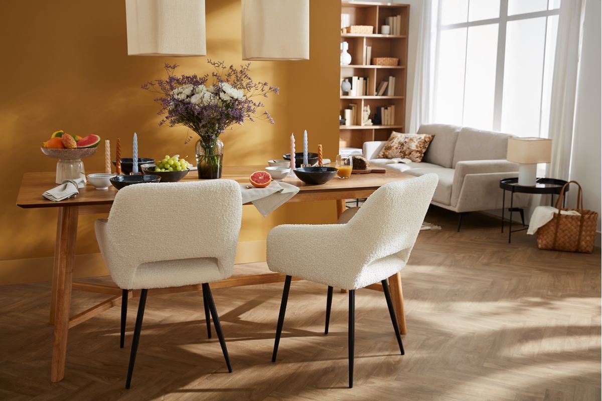 Sthle aus grauem Cord mit Samteffekt (2er-Set) LAURETTE
