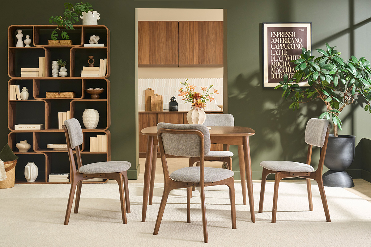 St�hle aus grauem Samt-Effekt Stoff und dunklem Holz (2er Set) JOCA