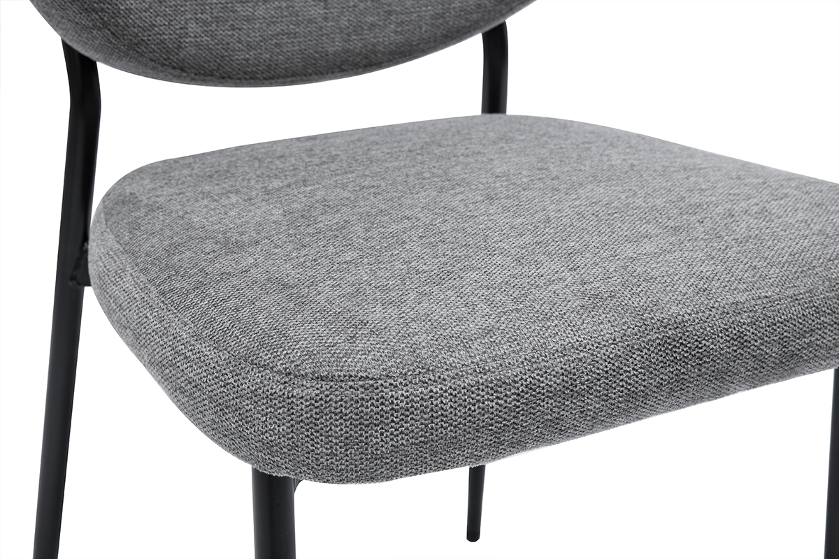 Sthle aus grauem samtartigem strukturiertem Stoff und schwarzem Metall (2er-Set) BREKA