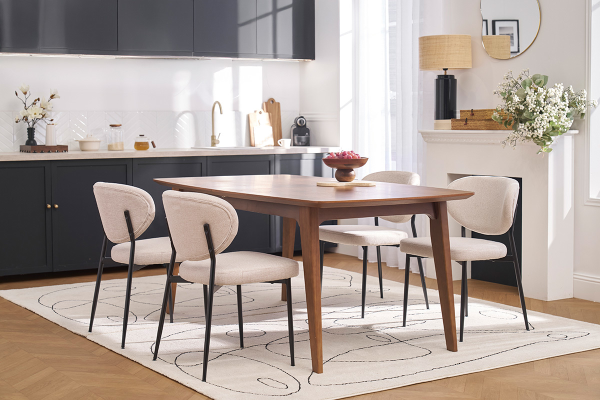 Sthle aus grauem samtartigem strukturiertem Stoff und schwarzem Metall (2er-Set) BREKA