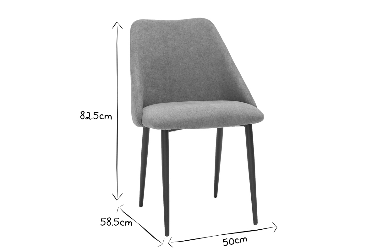 Sthle aus grauem Samtstoff mit Samteffekt (2er-Satz) ELLO
