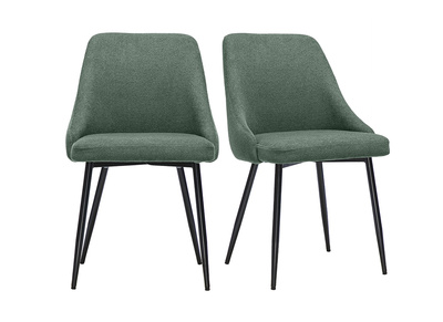 St&uuml;hle aus gr&uuml;n khaki Chenille-Stoff und schwarzem Metall (2er-Set) HASTA