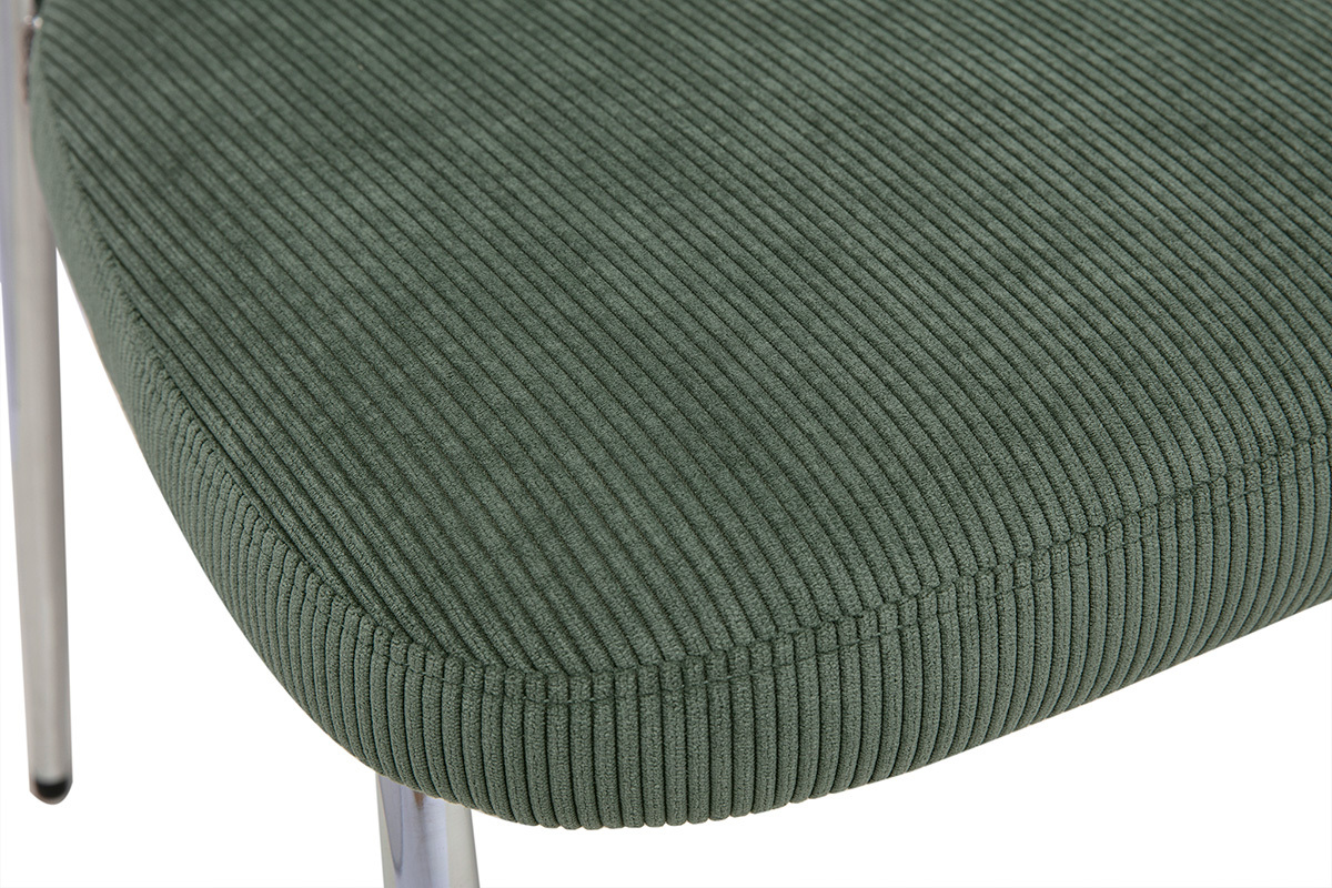 Detail der Sitzfl�che des Stuhls aus khaki-gr�nem Cordvelours, Ansicht von oben