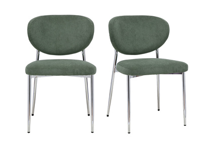 St&uuml;hle aus gr&uuml;nem Khaki-Cordveloursstoff und verchromtem Metall (2er-Set) BREKA