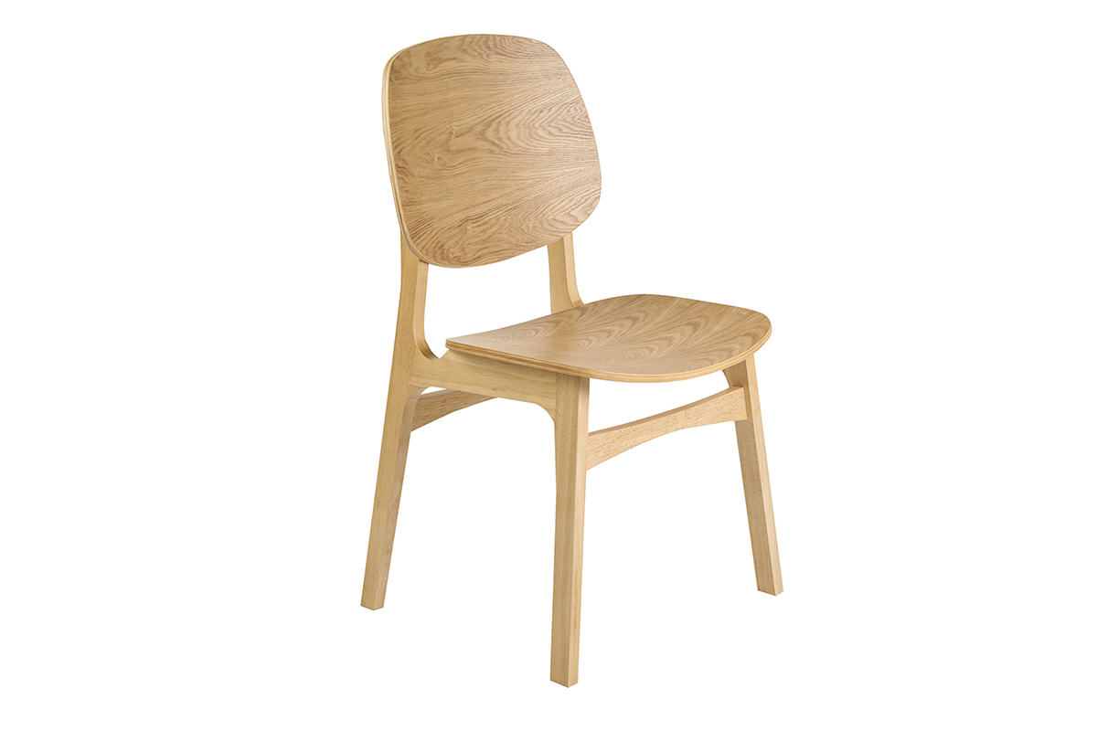 Stuhl aus hellem Eschenholz, skandinavisches Design, 3/4-Ansicht