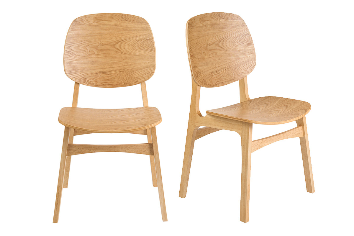 2er-Set aus hellen Eschenholzst�hlen mit skandinavischem Design, Frontansicht.