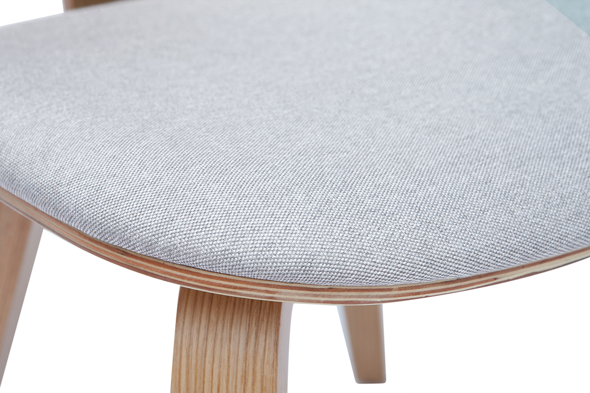 Sthle aus hellem Holz und hellgrauem Stoff (2er-Set) BECK
