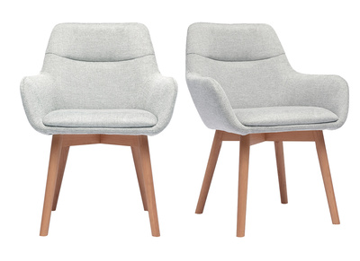 Stühle aus hellgrauem Samteffekt-Stoff und hellem Holz (2er Set) ALESS