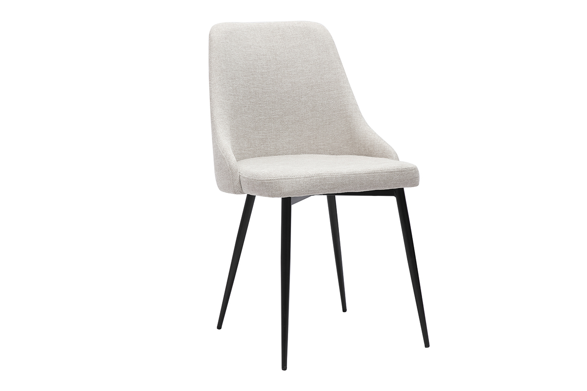 Sthle aus naturfarbenem Stoff mit Samteffekt und schwarzem Metall (2er-Set) CULT