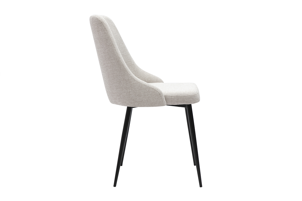 Sthle aus naturfarbenem Stoff mit Samteffekt und schwarzem Metall (2er-Set) CULT