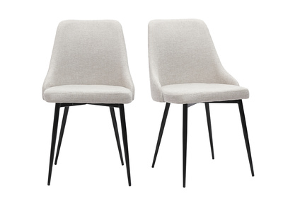 Stühle aus naturfarbenem Stoff mit Samteffekt und schwarzem Metall (2er-Set) CULT