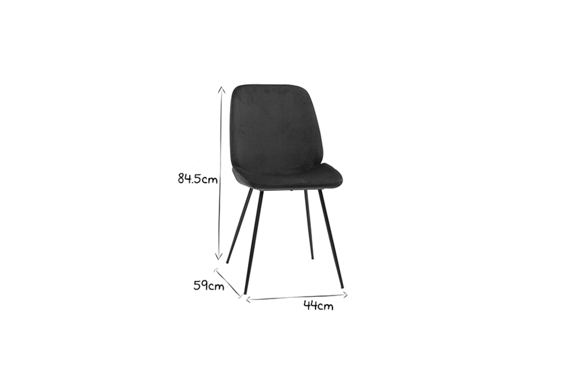 Sthle aus petrolblauem Samt und schwarzem Metall (2er-Set) KAOLY