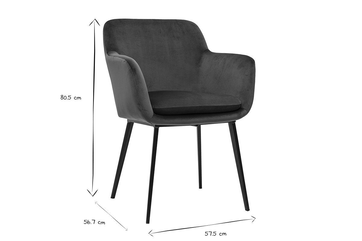 Sthle aus petrolblauem Samtstoff und schwarzem Metall (2er Set) AMIKA