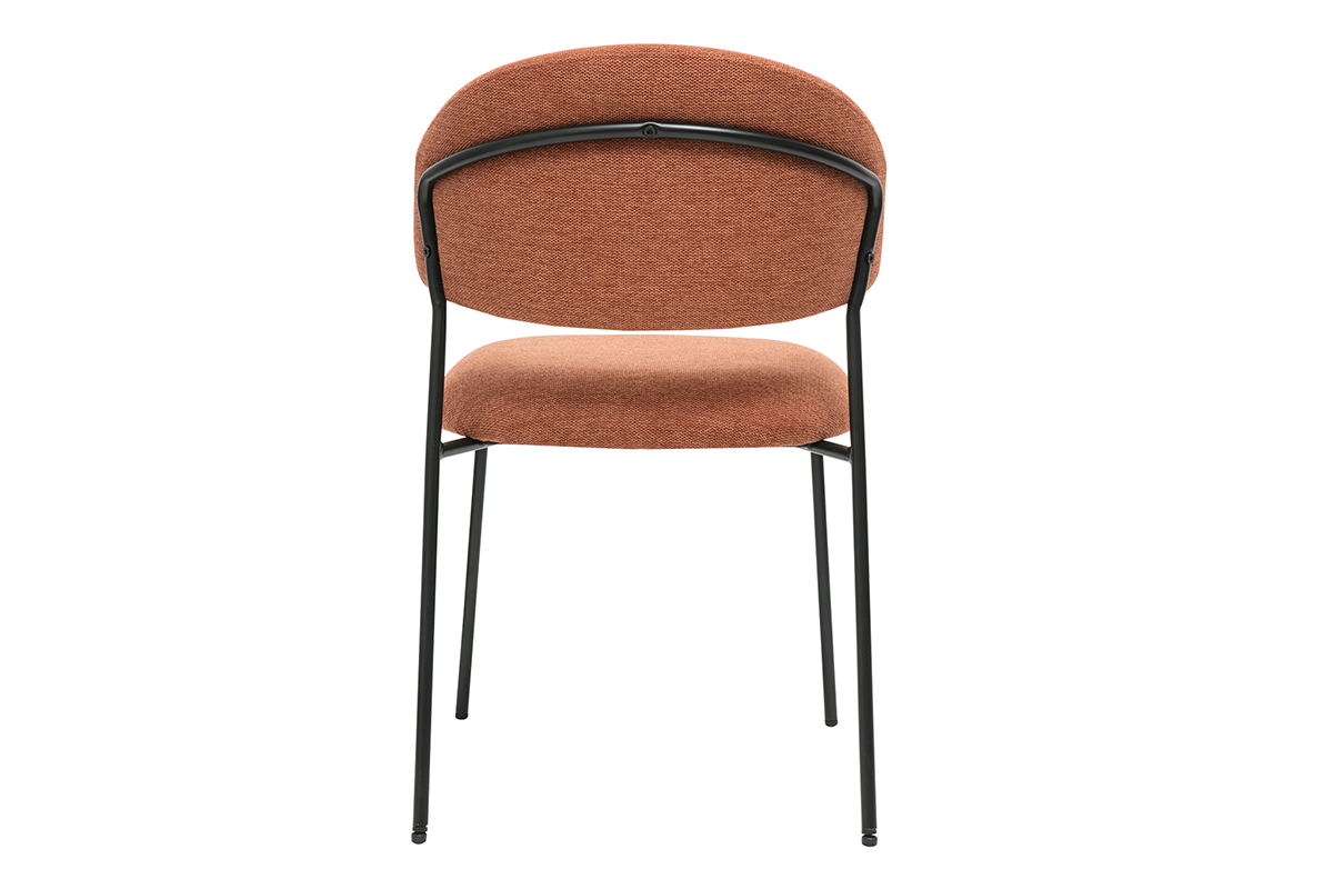 Sthle aus Samt-Textur Stoff in gebrannter Erde und schwarzem Metall (2er Set) BENTA