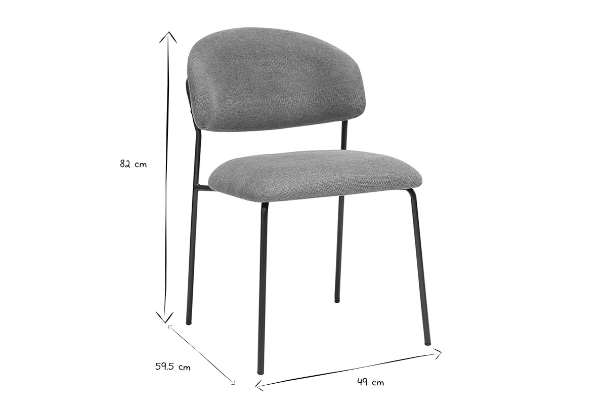 Sthle aus Samt-Textur Stoff in gebrannter Erde und schwarzem Metall (2er Set) BENTA