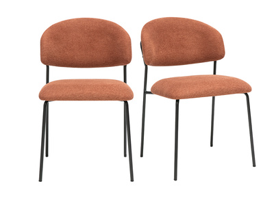 Stühle aus Samt-Textur Stoff in gebrannter Erde und schwarzem Metall (2er Set) BENTA