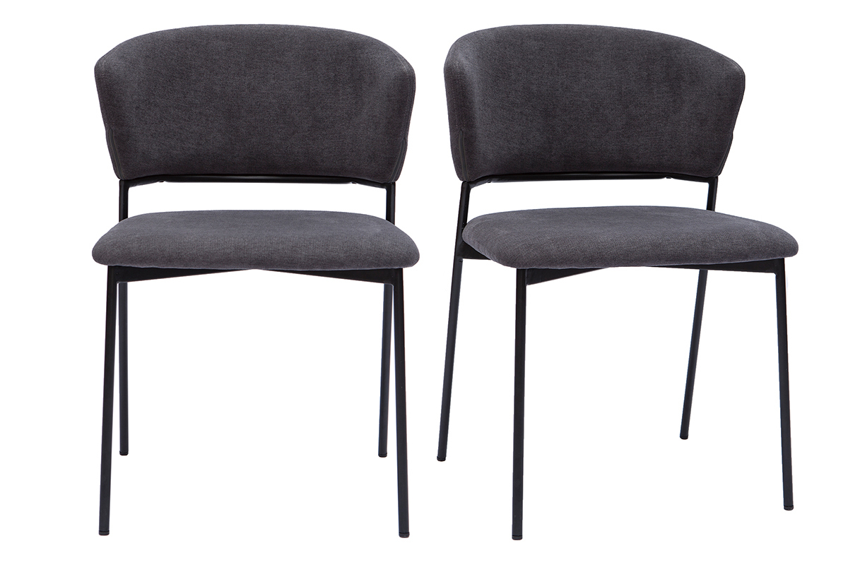 Sthle aus Samt und Metall dunkelgrau (2er-Set) FELIZ