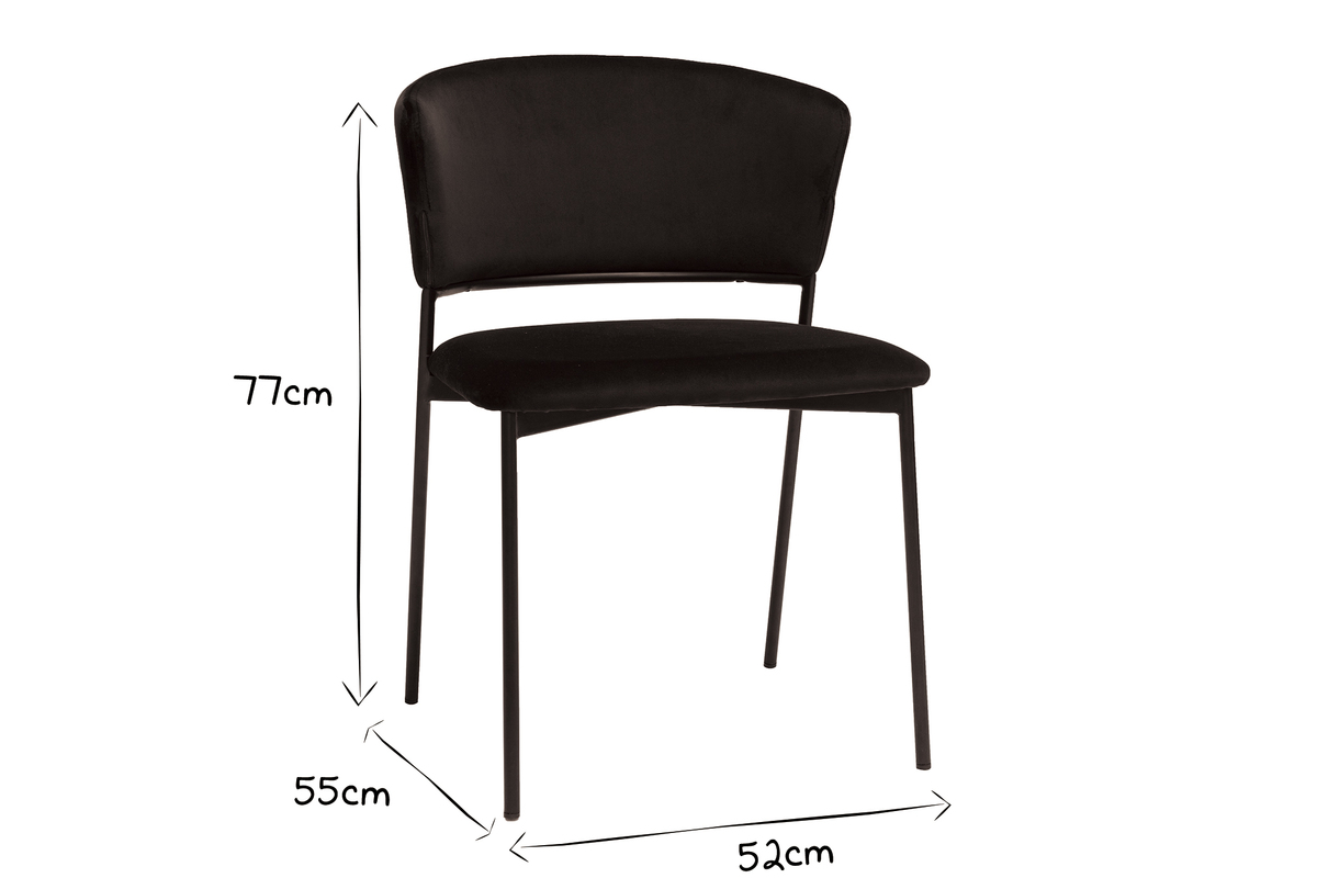 Sthle aus Samt und Metall schwarz (2er-Set) FELIZ