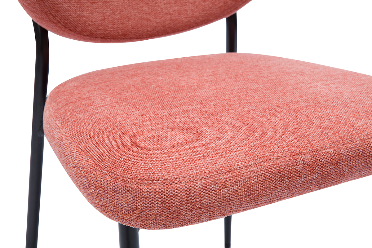 Sthle aus samtigem Textur-Terrakotta-Stoff und schwarzem Metall (2er-Set) BREKA