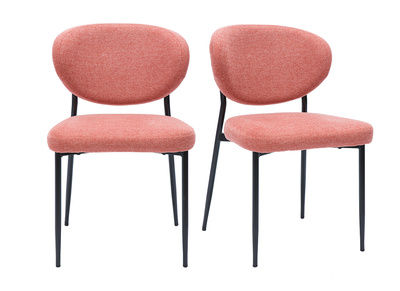 Stühle aus samtigem Textur-Terrakotta-Stoff und schwarzem Metall (2er-Set) BREKA