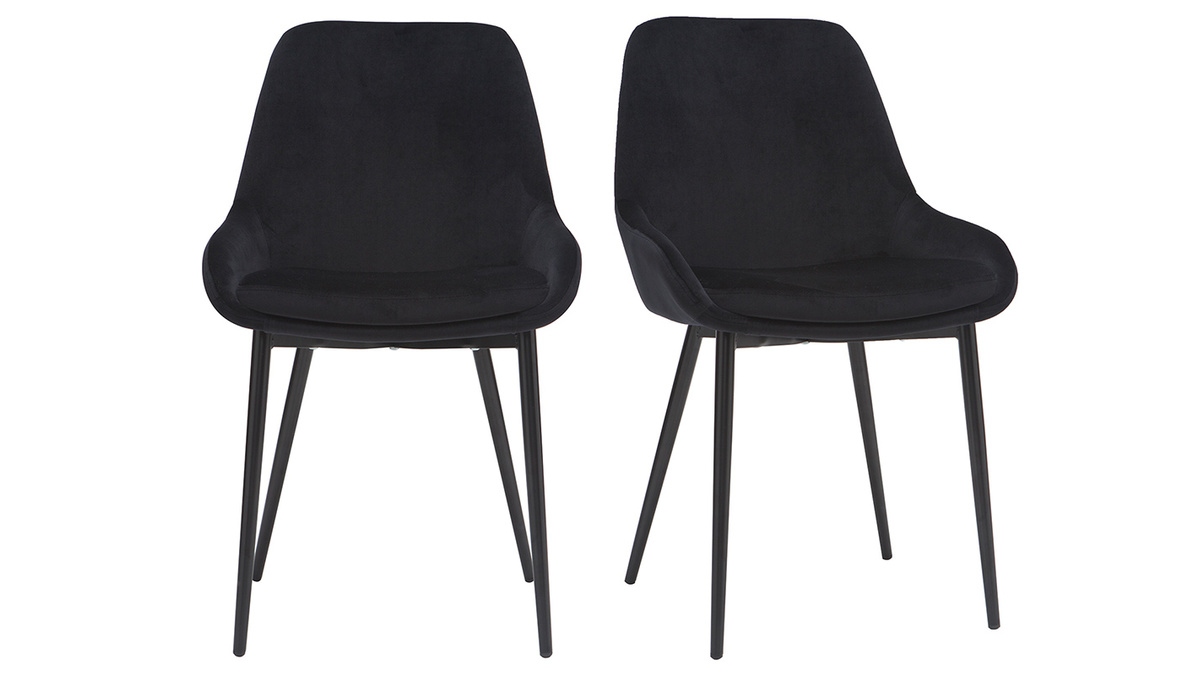 Stühle aus schwarzem Samt schwarzes Metallgestell 2er-Set HOLO