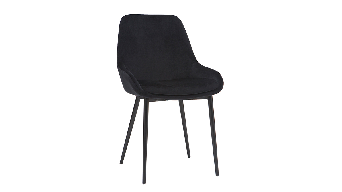 Stühle aus schwarzem Samt schwarzes Metallgestell 2er-Set HOLO