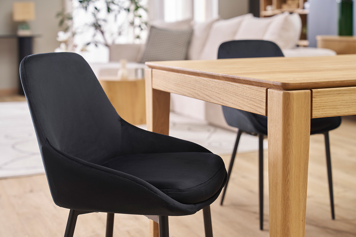 St�hle aus schwarzem Samt schwarzes Metallgestell 2er-Set HOLO