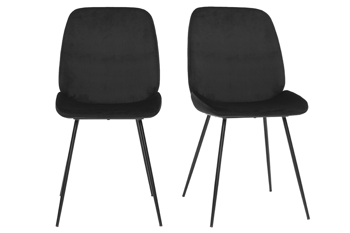 Sthle aus schwarzem Samt und schwarzem Metall (2er-Set) KAOLY