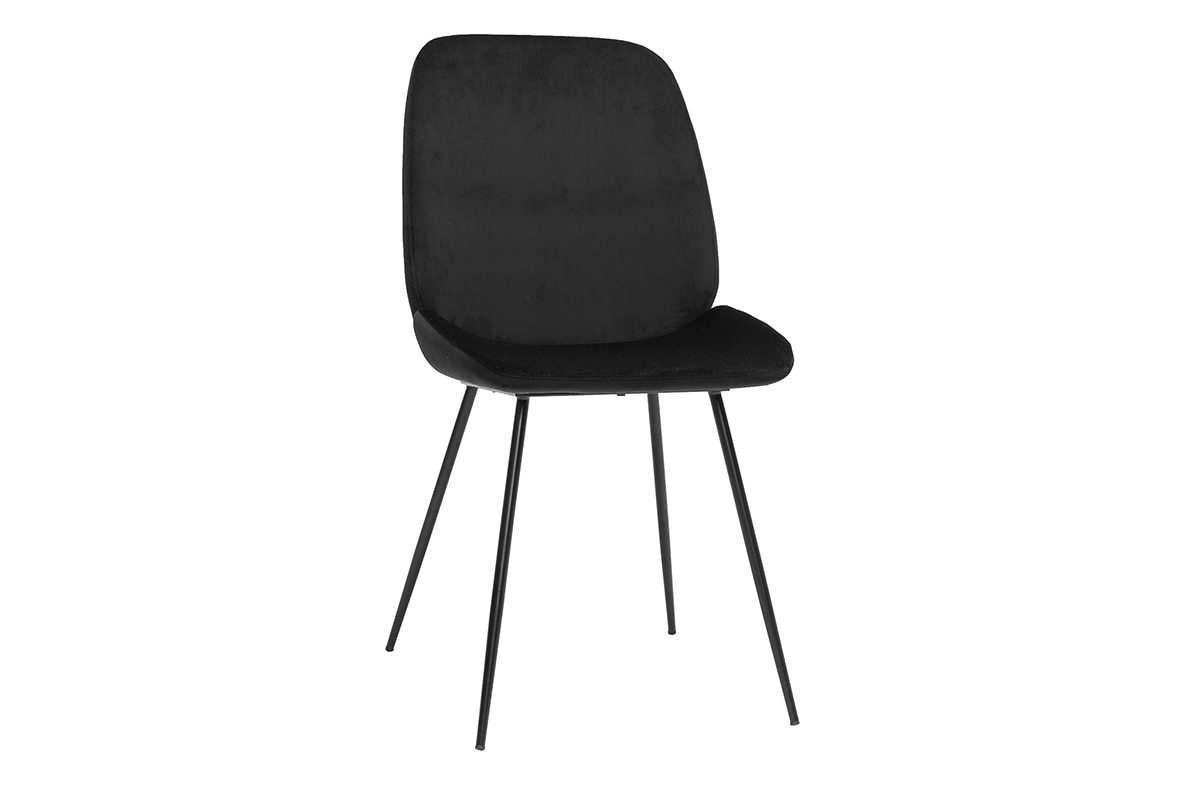Sthle aus schwarzem Samt und schwarzem Metall (2er-Set) KAOLY