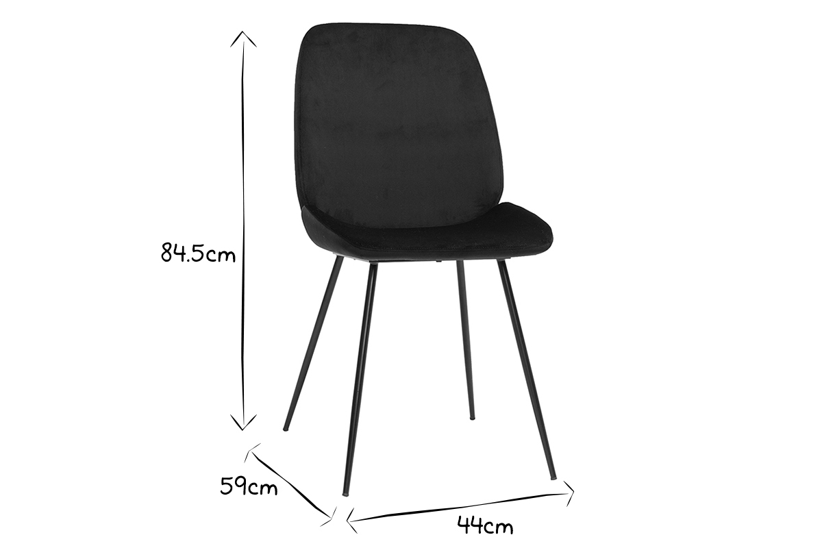 Sthle aus schwarzem Samt und schwarzem Metall (2er-Set) KAOLY