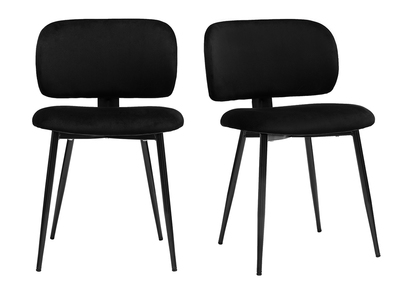 Stühle aus schwarzem Samtstoff und Metall (2er-Set) ATRIUM