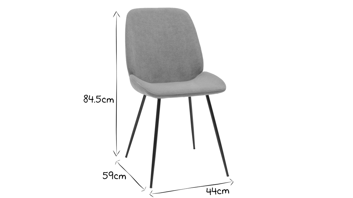 Sthle aus senfgelbem Stoff mit Samteffekt mit Beinen aus schwarzem Metall (2er-Set) KAOLY