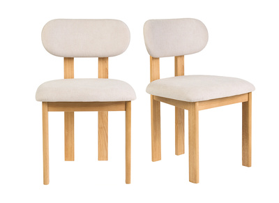 Stuhle aus Stoff in strukturierter Samtoptik beige und helles Eschenholz (Set aus 2) NORMI