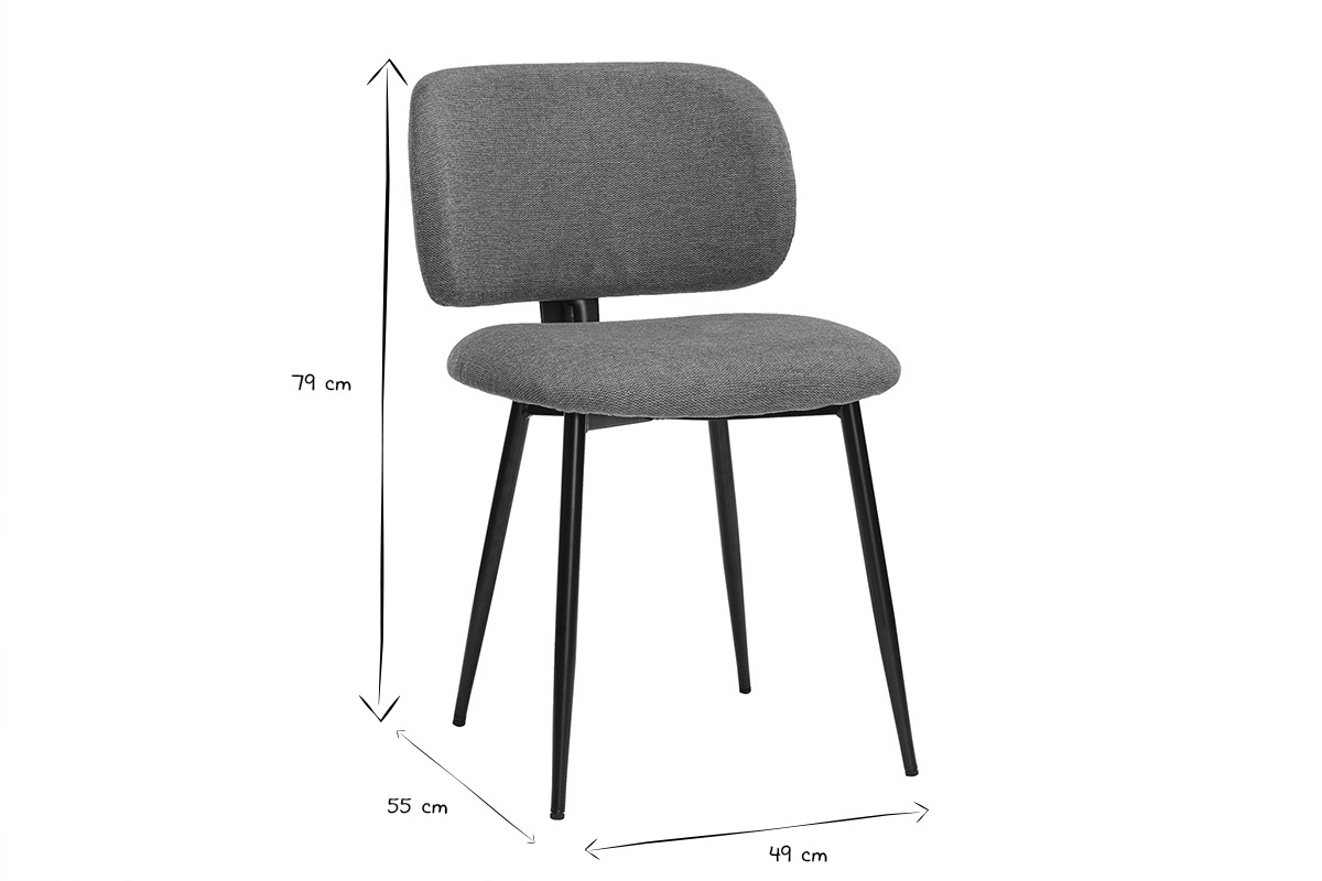 Sthle aus Stoff mit strukturiertem Samteffekt in gebrannter Erde und Schwarzem Metall (2er-Set) ATRIUM